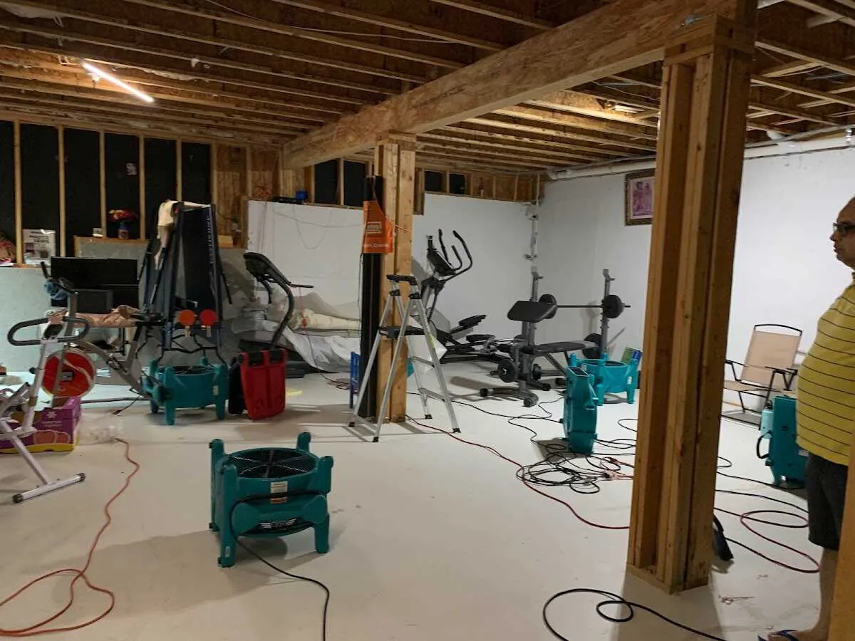 Basement drying equipment setup for Contents Cleaning & Restoration in Vero Beach